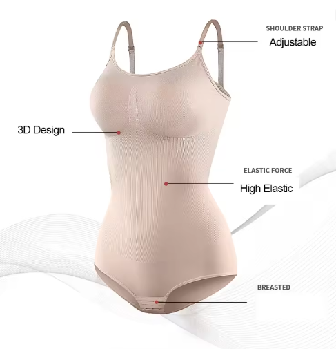 Super Sale V Neck Spaghetti Strap Bodysuit Compression Body Suits Open Crotch Shapewear Slimming Body Shaper Smooth Out Bodysuit